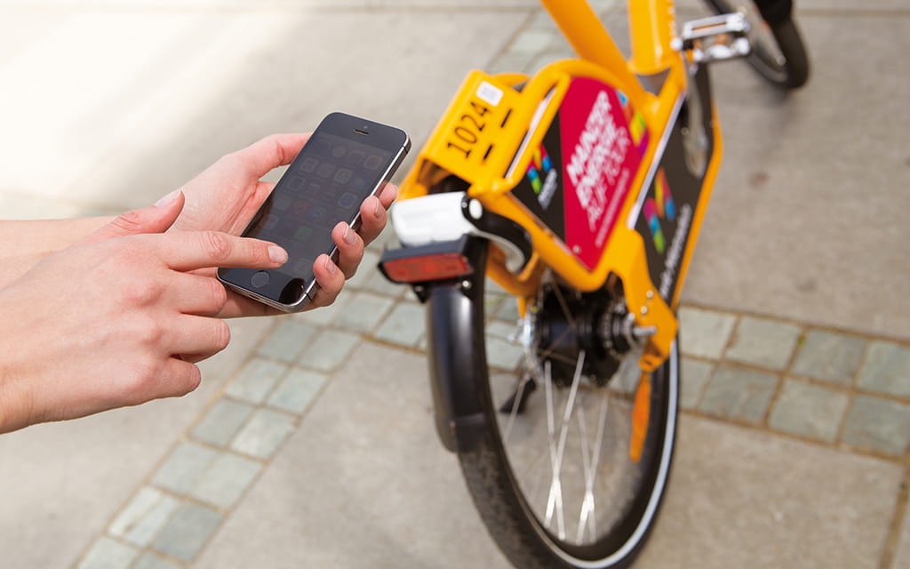Mietrad der Mainzer Mobilität wird über das Smartphone verschlossen Mietrad der Mainzer Mobilität wird über das Smartphone verschlossen